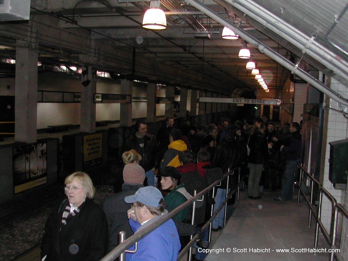 We all went doen to the subway, better know as the "T", to catch a train over to Fenway Park.