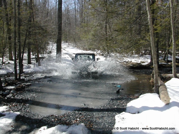 Mathew (pictured) drove his wife's Jeep, and Dinkle drove his.