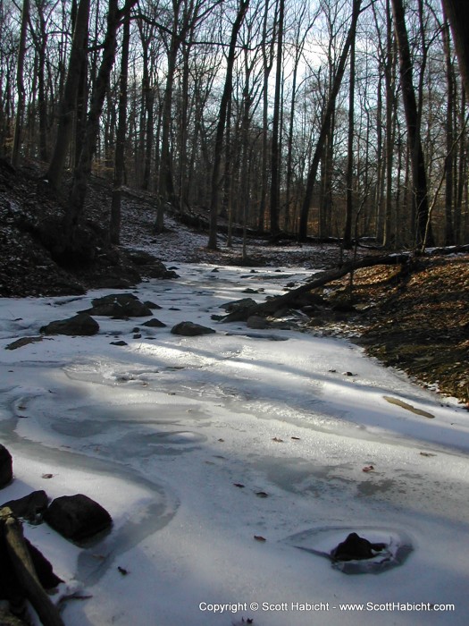 More Geocaching. Check out how the creek was frozen!!