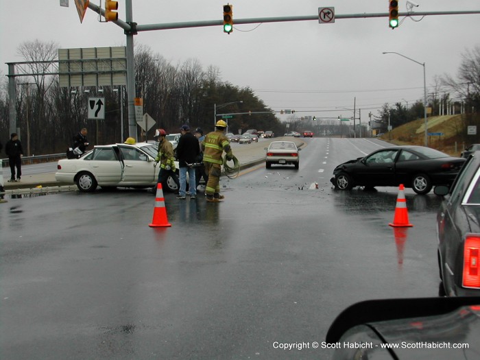 Traffic flow was not high on the firemen's list of priorities.