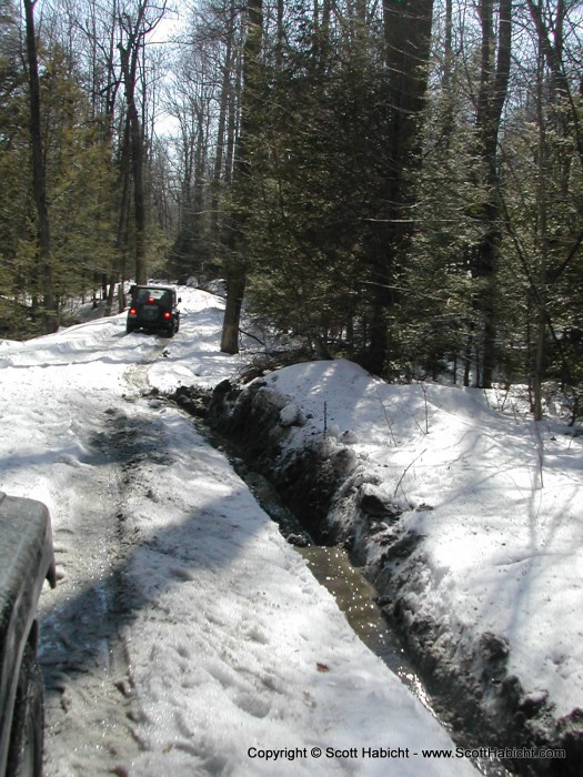 But with the help of a shovel and some pushing, got himself out.