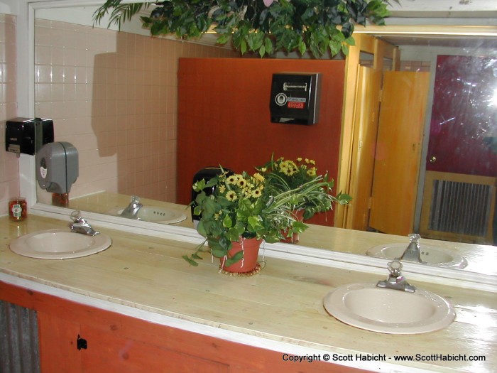 The men's room was nasty, so I wanted to see what the women's room looked like. Notice the potpourri in the corner.