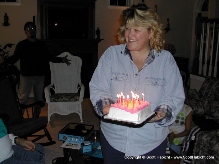 Barb didn't want to share the cake, so she took it all for herself.