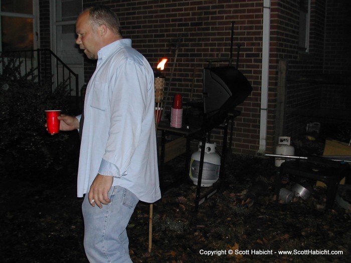 Brian hanging out at Drew's bonfire.