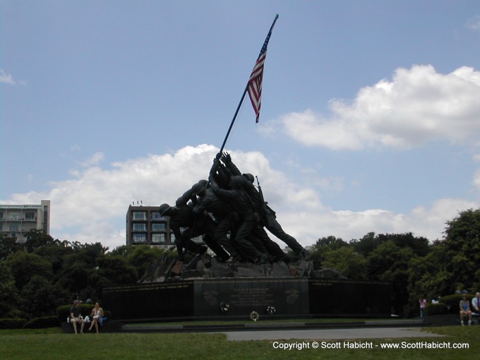 On my way home from a meeting in Arlington, VA, I stopped by the cemetary for a quick picture of the Iwo Jima memorial.