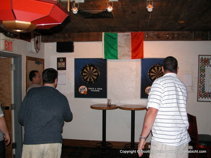 And a competitive game of darts.