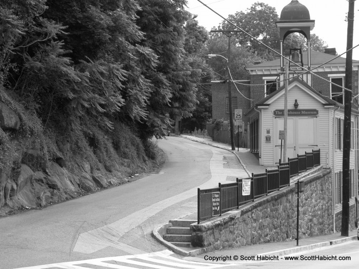 Looking up Church Street at the firehouse museum.