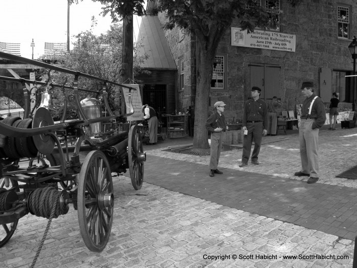 These people were doing some reenacting of old firemen.