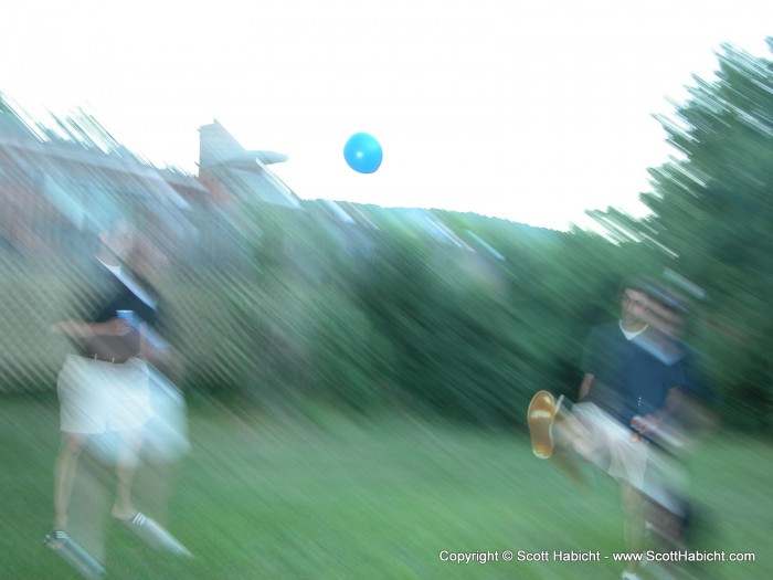 Jeff, Kelli, and I kick a ball around.