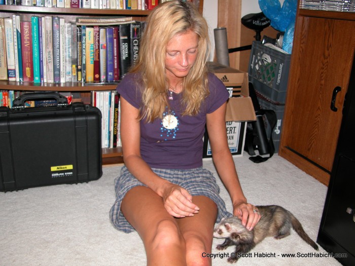 Kelli enjoys a private moment with Chauncey.