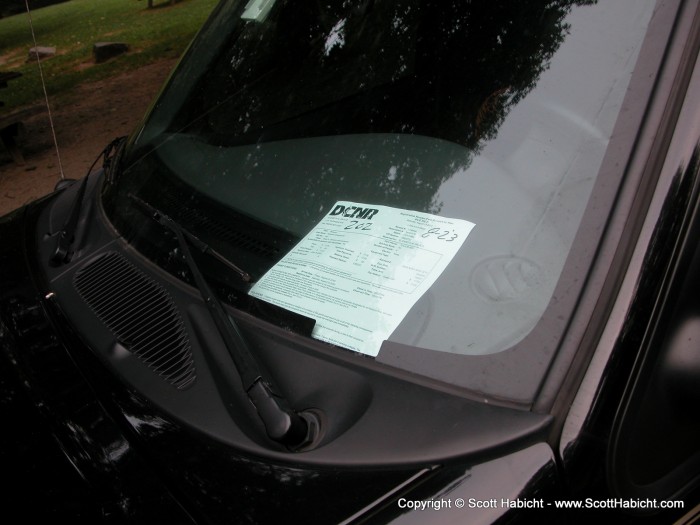 The park ranger didn't like us too much, and if you didn't have the permit displayed in your window as I do here...