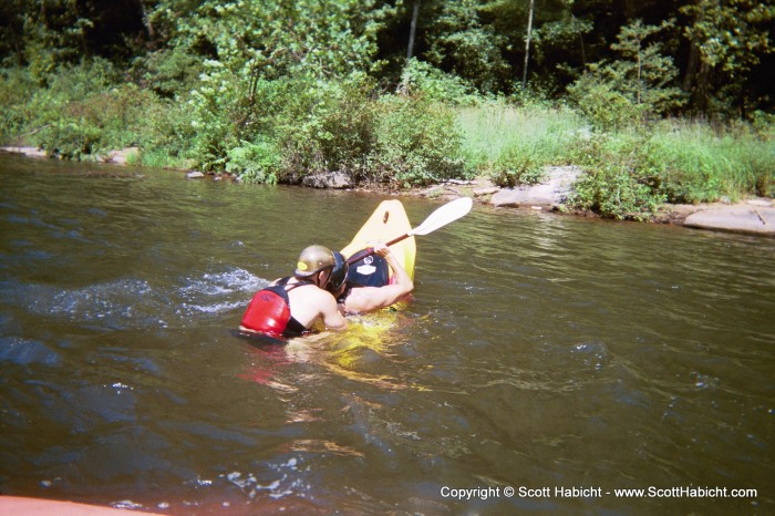 Kayakers swim upstream every year to spawn....