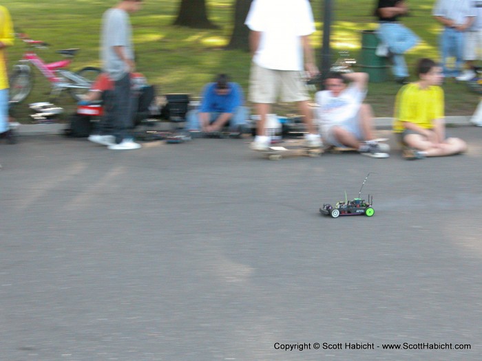 Like the remote controlled cars these kids were racing.