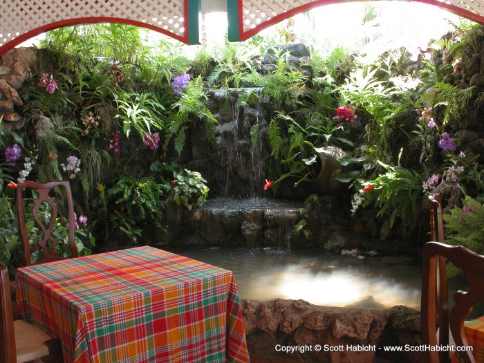 The koi pond at one of the restaurants.