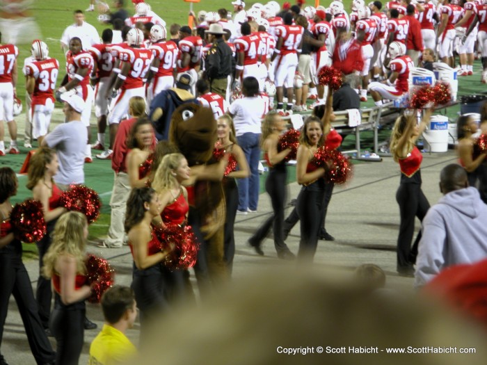 I think he just wanted to be closer to the cheerleaders.