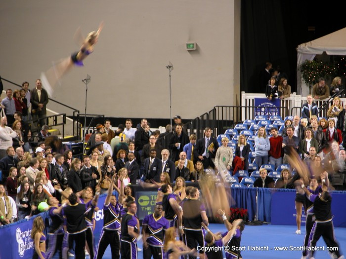 When the Raven's cheerleaders came out, the crowd starting throwing inflatable dolls at them.