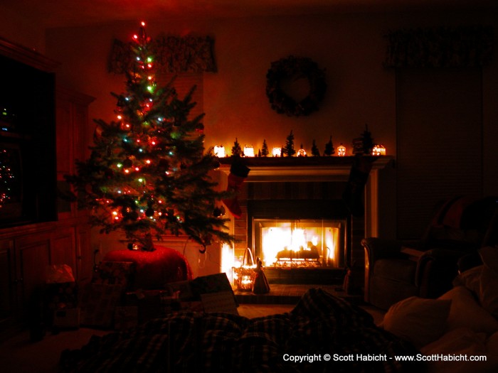 A Christmas tradition of sleeping in front of the tree......