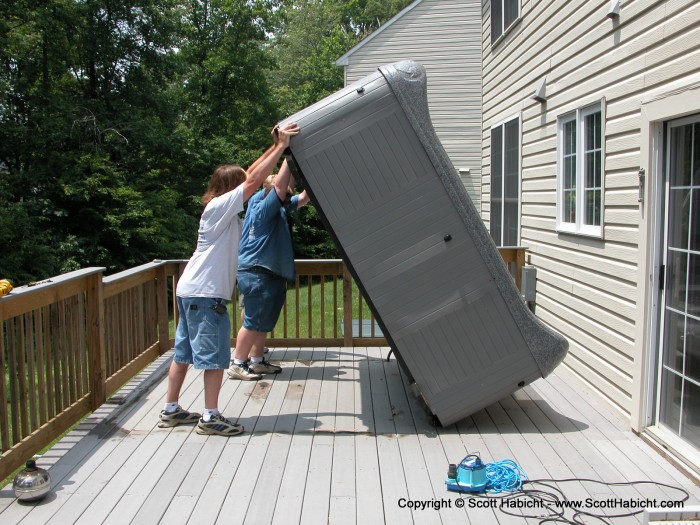 My hot tub was leaking, so these guys were there to fix it.