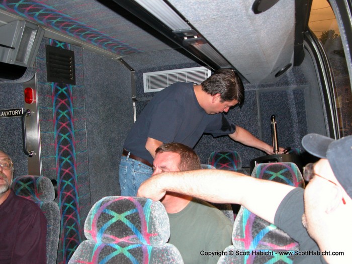 Beer on a bus going to an Orioles' game.