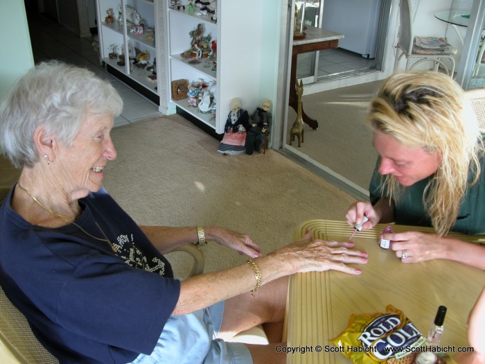 Kelli paints her grandmother's nails later that evening.