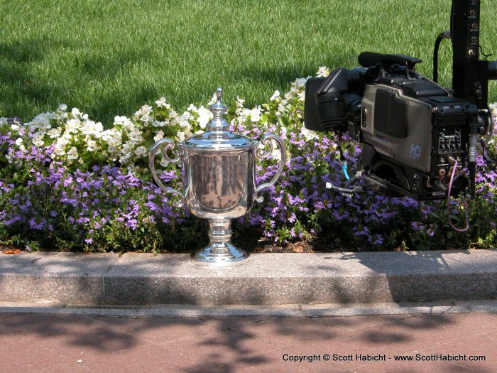 I arrived just in time to get a picture of the production crew getting some promo shots of the championship cup.