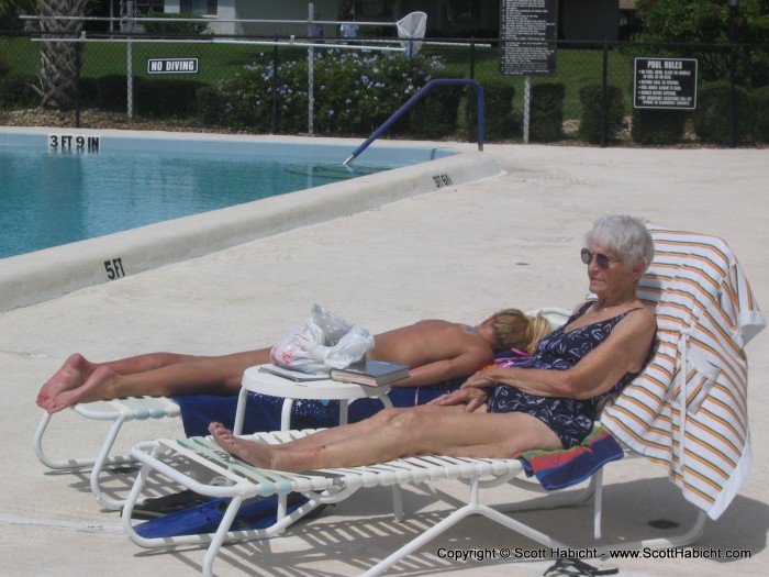 Not having enough time in the sun, Kelli decided to go pool side for a while.