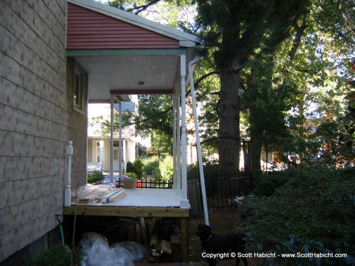 Brian Shadrick is working on building a porch at his house.