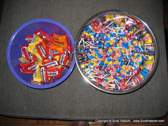 They were allowed one from the bowl on the left OR as much as one hand could hold from the bowl on the right.