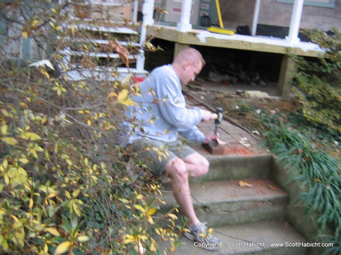 Brian Shadrick, still working on his porch.