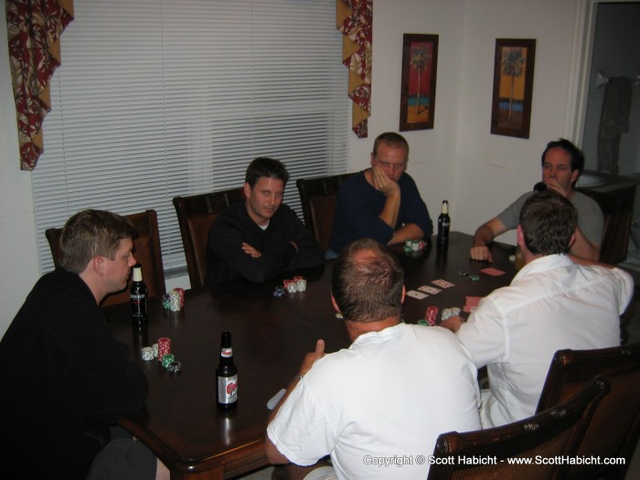 Not wanting to participate in the guy game, others enjoyed a game of poker.