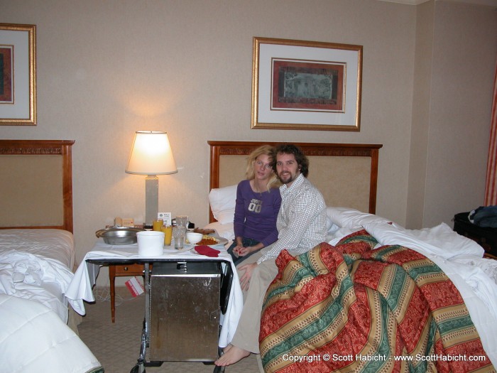 Valentine's day, and Kelli and I enjoy breakfast in bed before she leaves to go home.