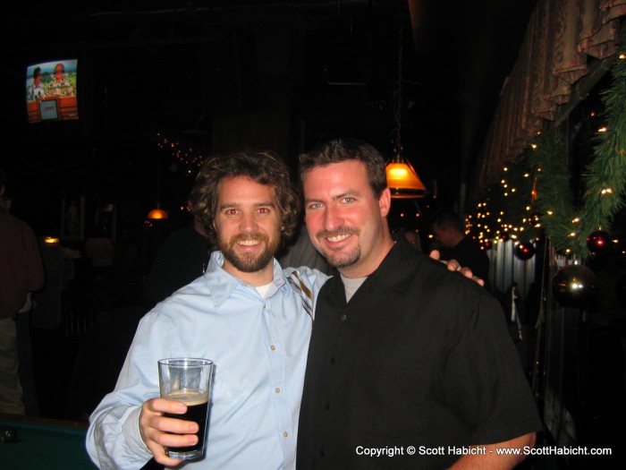 Mike Wright and I enjoy some beer.