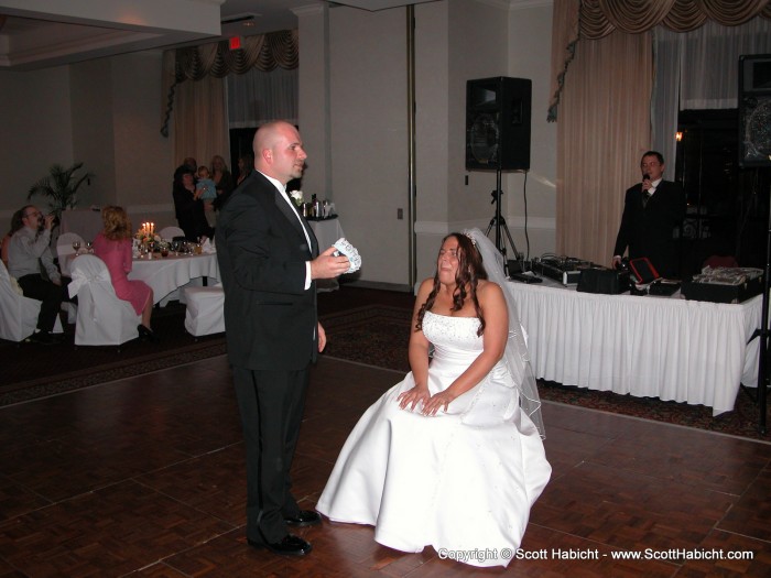 Just kidding, he was grabbing the garter.