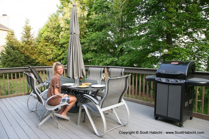 It was dinner on the deck that night.