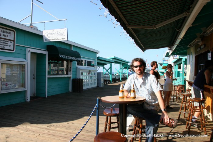 The modelo man enjoys his beer wherever he may find himself.