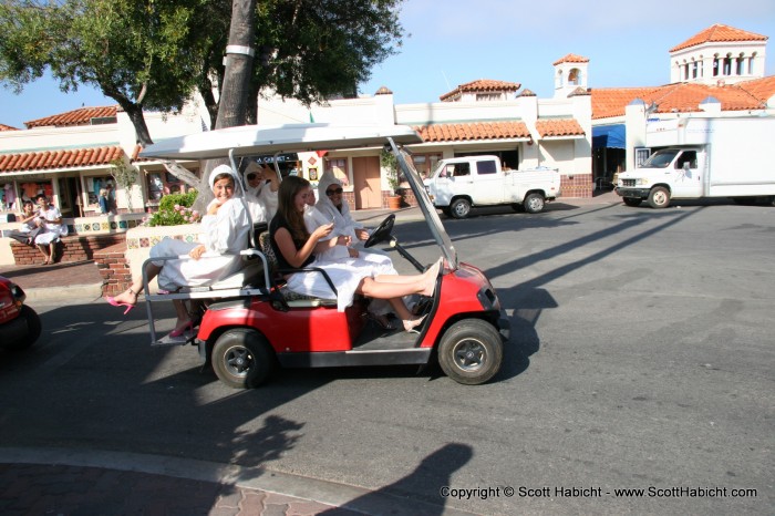 Back on land everyone drives golf carts, even the umpa lumpas.