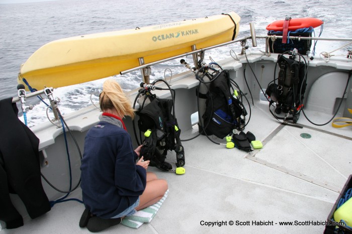 On our way to the dive sites, we got our gear setup for the day.