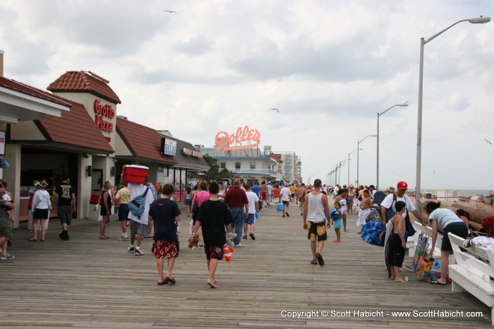 The boardwalk was crowded....