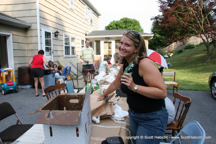 Cousin Sheryl being a clean-up helper.