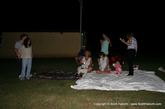 We went to my brother's house, where he was putting on a fireworks display for the neighbors.