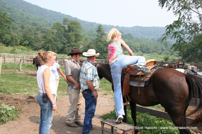 When we got back to the ranch, Kelli climbed down from her high horse.....