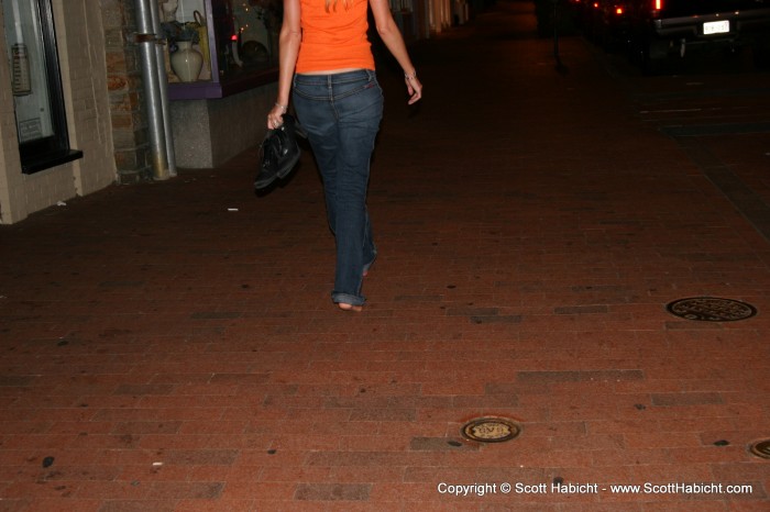 Walking home, Kelli decided she was done wearing shoes.