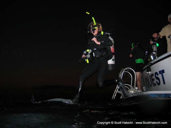 Kelli and I take the plunge for our first night dive....