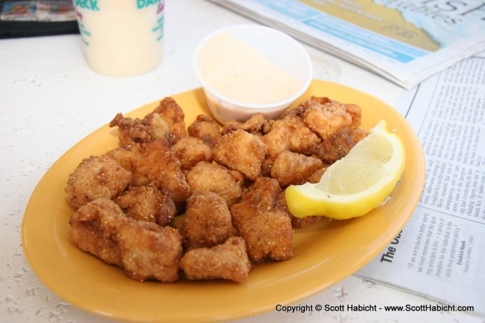 We had some grouper bites to go with the drinks.