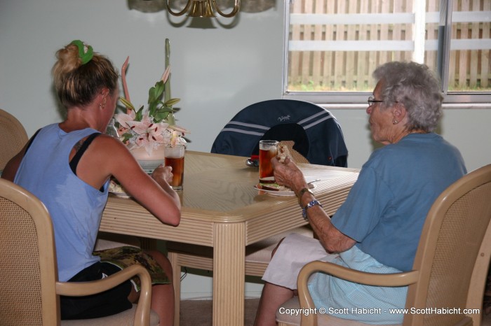 We left the beach, and went back to the house for some food.