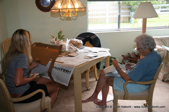 Afterwards, Kelli and her grandmother worked on some cork trivets.