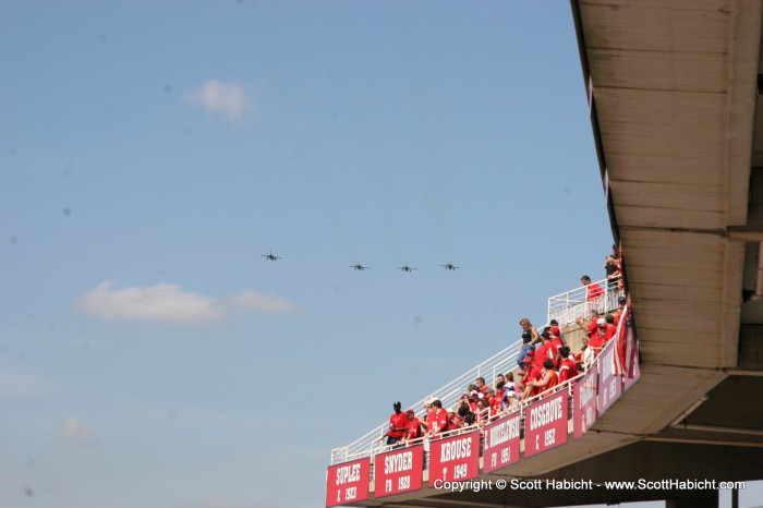 We headed over to the stadium just in time to catch the fly over....