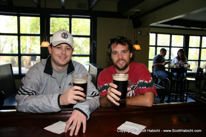 Mark was with me, so we stopped off to have a beer and talk postcards.