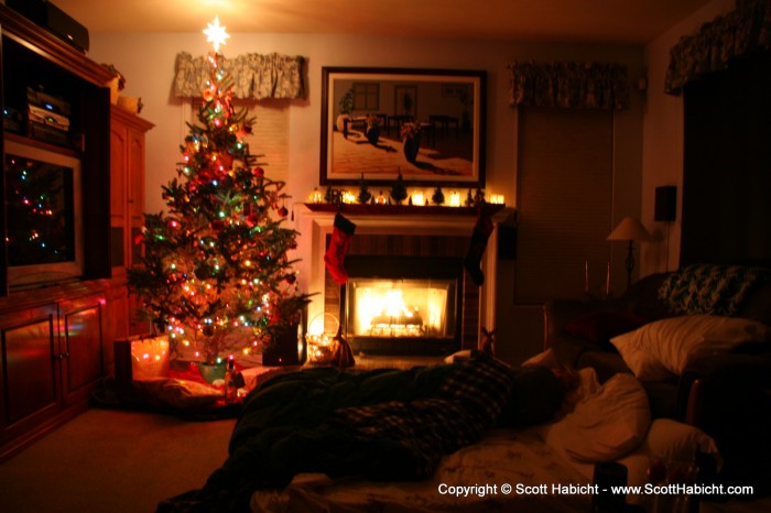 Kelli and I always sleep in front of the tree for Christmas Eve.