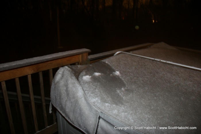 There was some light snow that night, and it looks like someone tried to make a snowball.